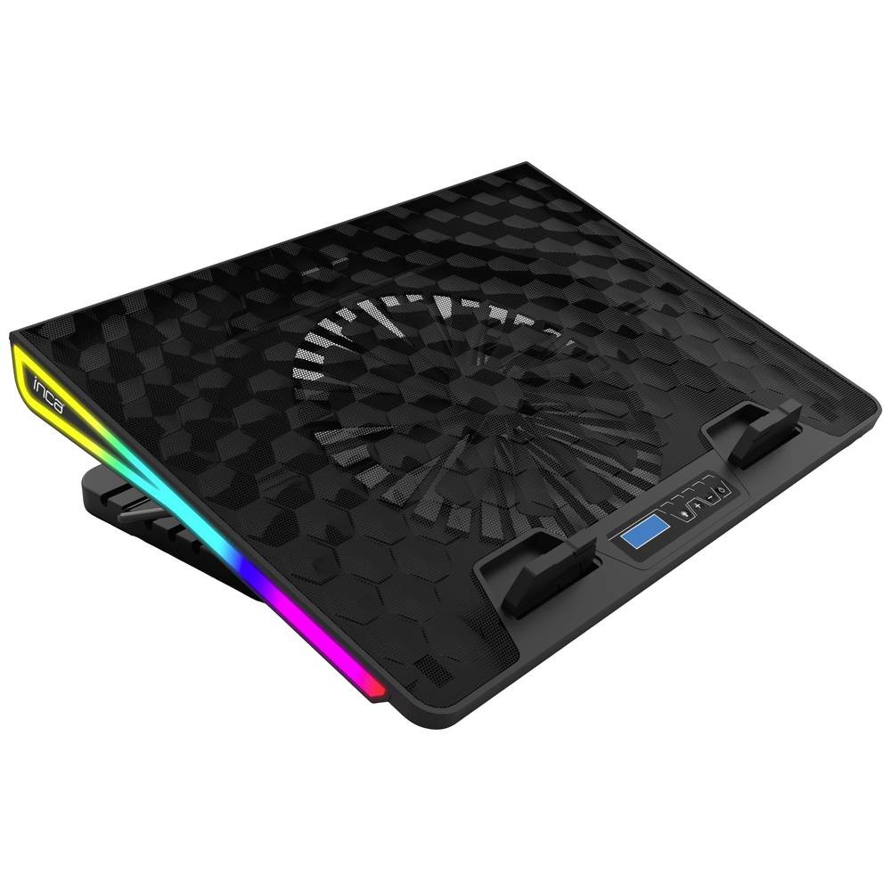 Support ventilé INCA INC-608GMS pour ordinateur portable noir en aluminium