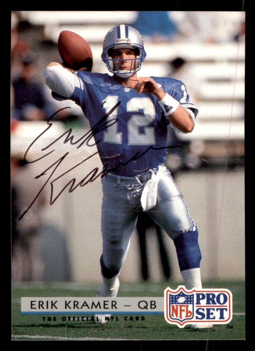 1992 NFL Pro Set #168 Erik Kramer Lions Autograph /1000