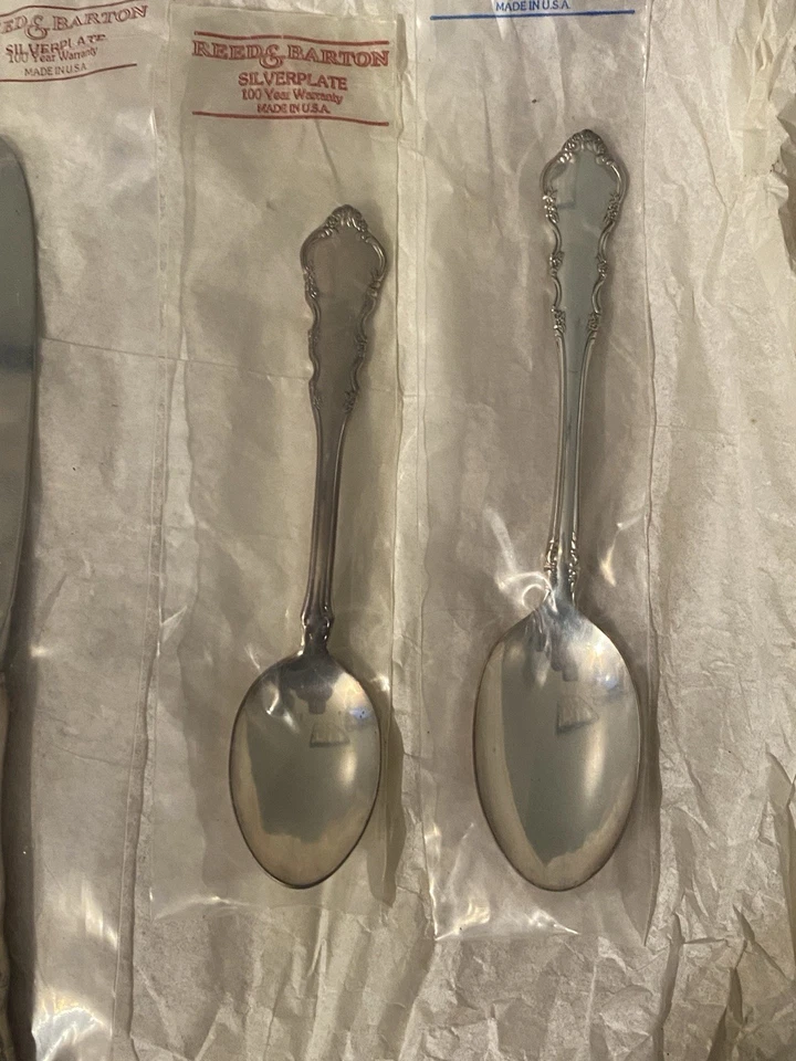 Juego de 5 placas de plata Reed And Barton hechas en uso 100 años de garantía con caja Foto 4 de 4