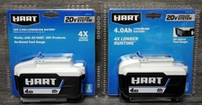BRAND NEW Hart HPB021 20-Volt Lithium-Ion 4.0Ah Batteries SET OF TWO