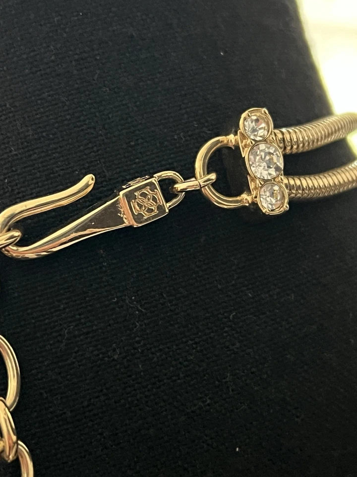 Collar Ann Taylor Doble Hilo Tono Dorado Color Ámbar Colgante Declaración Foto 4 de 4