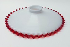 antiker Art Deco Lampenschirm Opalglas rot gewelltem Rand 1920-1930