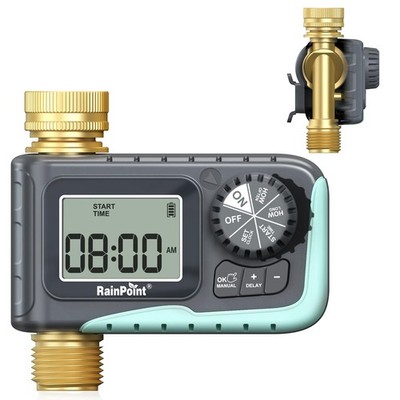 RAINPOINT Sprinkler Timer, 100% Metal Pipe Water Timer for Garden Hose, Programm