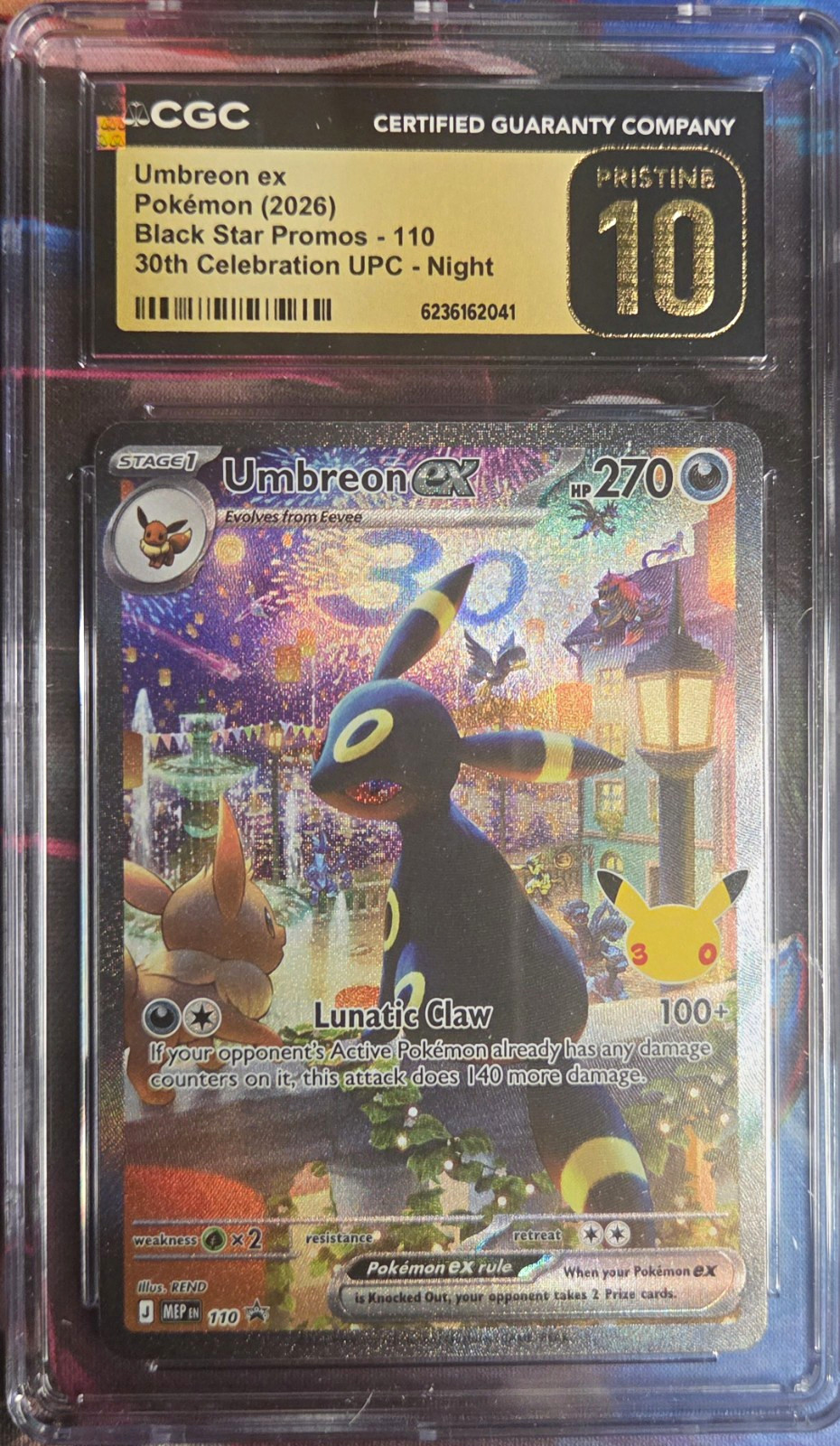 CGC Pristine 10 Umbreon ex 110 Black Star Promo Holo  30th Celebration upc promo