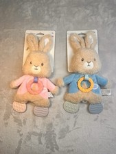 Lot of 2 Peter Rabbit & Flopsy Sensory Blanky Plush Teether Toys NWT Twins