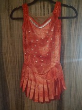 Beautiful SHARENE Ice or Roller Skating Skater Dress Coral w Crystals Adult S