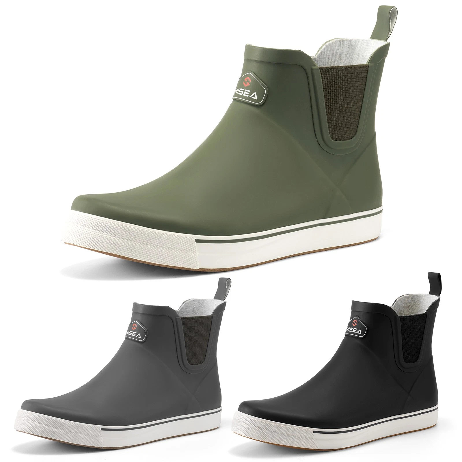 HISEA Men's Deck Boots Ankle Rain Boots Waterproof Rubber Sailing Fishing Boots
Opens in a new windo