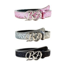 Punk PU Waist Belt for Jean Heavy Duty Glitter Hip Hop Belt Waistband