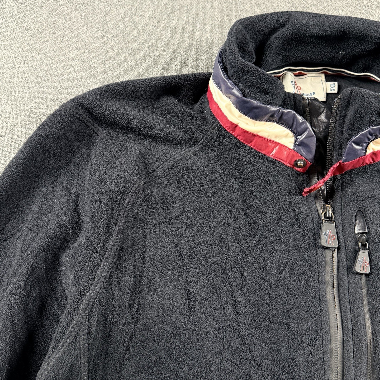 Moncler Grenoble Fleece Jacket Black XL Quilted Nylon Collar & Shoulders, thumbnail 4