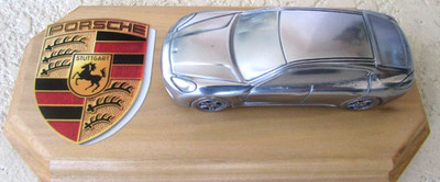 Porsche Panamera Turbo Model car Billet Aluminum original box custom wood stand