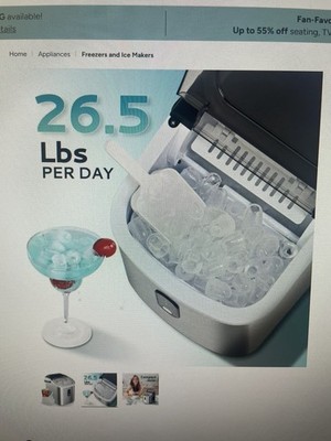 Countertop Ice Maker 26lbs Day 9 Cubes 6 Mins Self Cleaning EUHOMY Portable