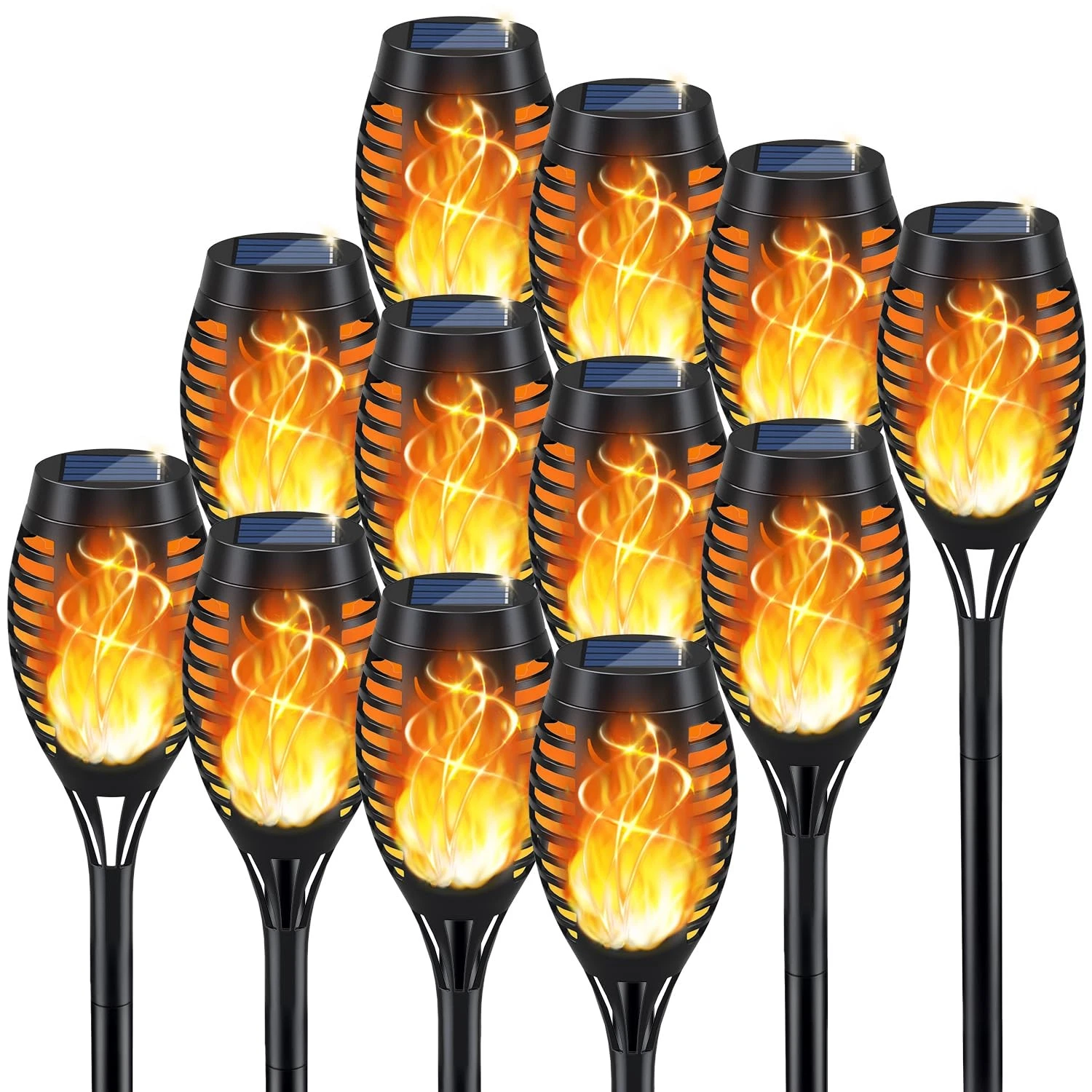Solar Torch Light with Flickering Flame, 12Pack Solar Lights Outdoor, Solar G...