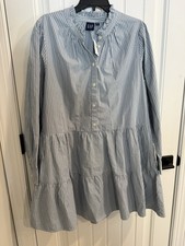 Gap Tiered Dress Size XL New with Tags Blue With White Stripe
