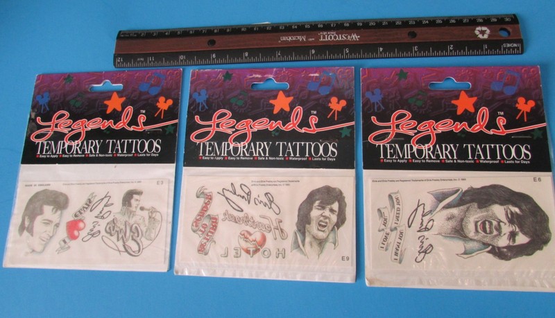 Elvis Legends temporary tattoos, lot of 3, 1993, E9, E3 and E6