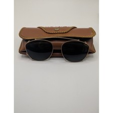 Wrangler Eyewear Vintage Clip On Sunglasses with Brown Embossed Case Gold Tone