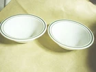 Vtg PYREX Corning Tableware Double Green Band 8.5” Serving Bowls Milk Glass Pair