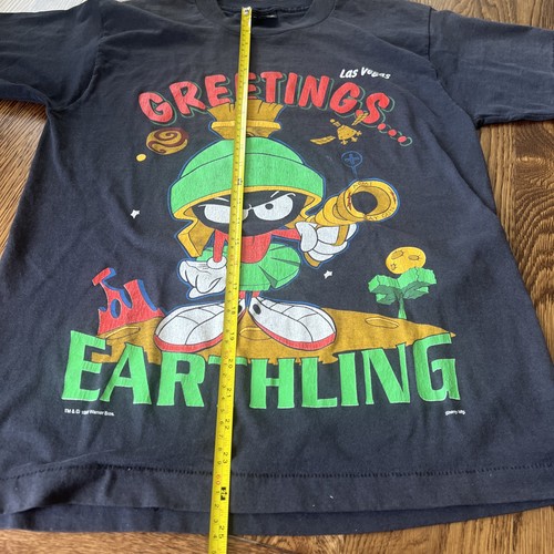 Vintage Looney Tunes Marvin Martian Vegas M Earthling Fruit Loom shirt Single - Picture 8 of 9