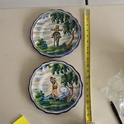 Ceramica Los Venerables Don Quixote  Sevilla Hand-Painted Plates Set of 2 7in