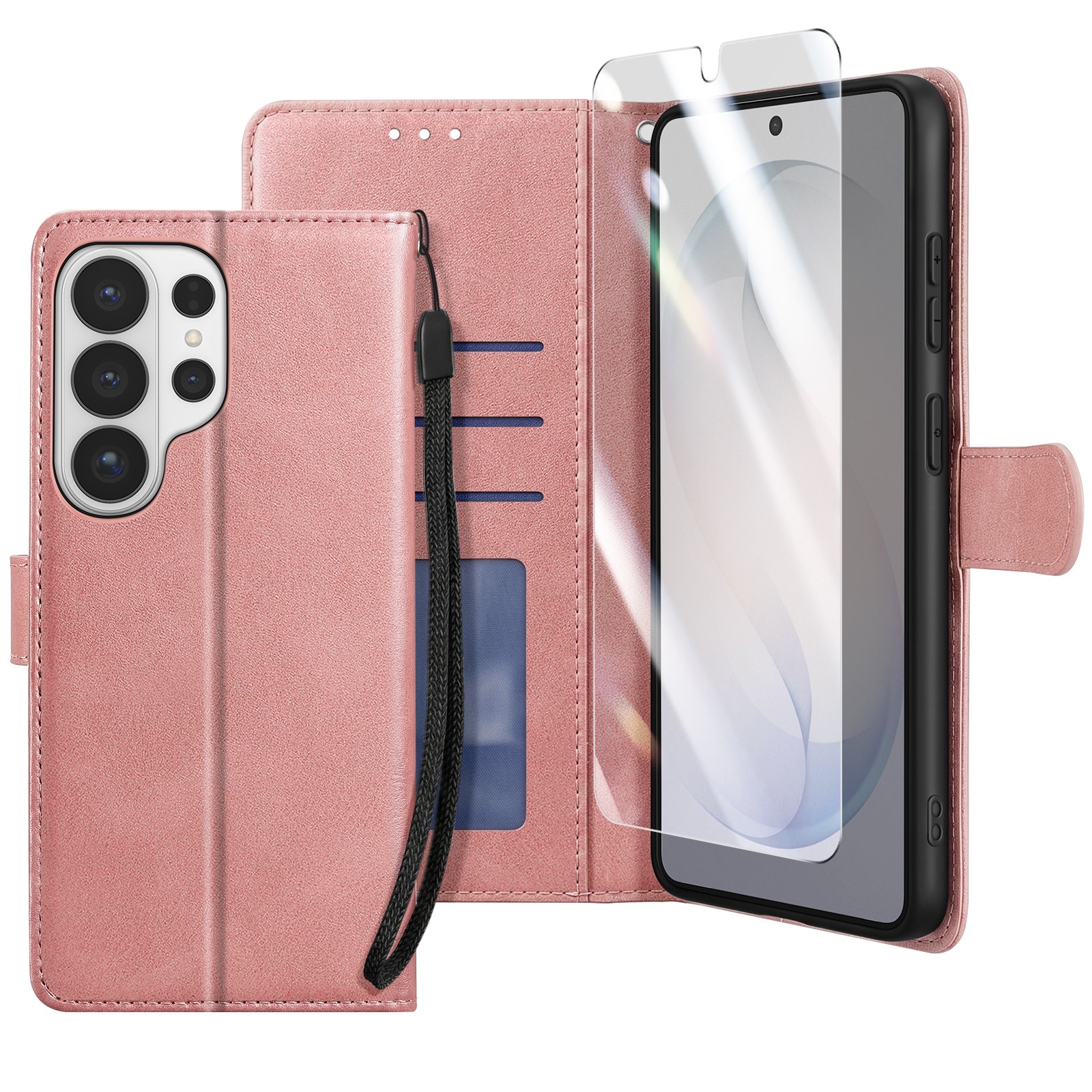 Housse Galaxy S26 Ultra Enkay avec verre trempé antichoc et dragonne rose