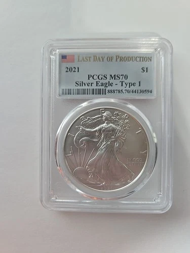 2021 $1 American Silver Eagle Type 1 PCGS MS 70 Last Day Of Production Label