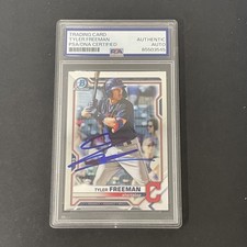 2021 Bowman Chrome Prospect #BCP-119 Tyler Freeman signed card PSA