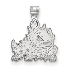 14k White Gold LogoArt Texas Christian University Horned Frog Small Pendant