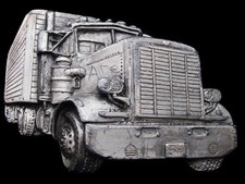 KE23137 VINTAGE 1977 CUT-OUT  18-WHEELER SEMI-TRUCK  PEWTER BELT BUCKLE