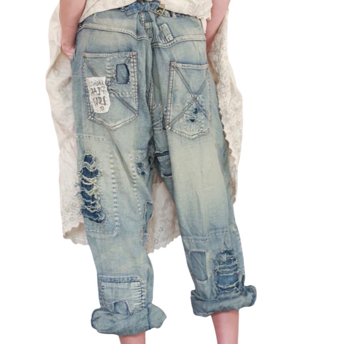 Magnolia Pearl RARE Washed Indigo Distressed Denim Jeans Style 598 NWT SOLD OUT image 6