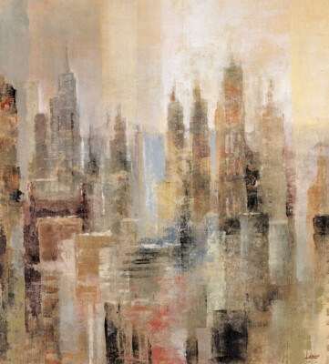 34W''x38H'' SKYRISES by MICHAEL LONGO - CITYSCAPE STREET VIEW - CHOICES of CANVAS