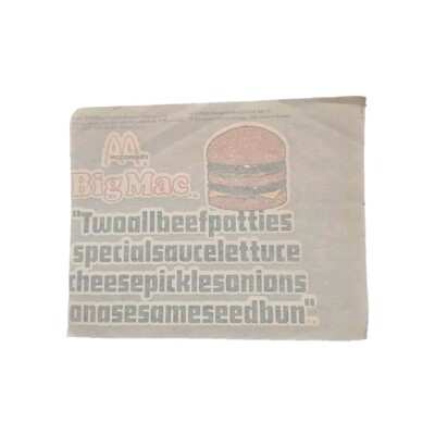 McDonald s Big Mac Jingle 5'' X 4'' Iron-On Transfer