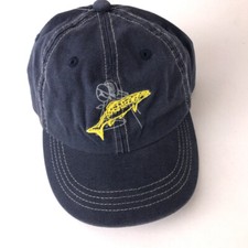 L.L. Bean fishing hat for kids 4 - 7 years blue cotton topstitch yellow fish
