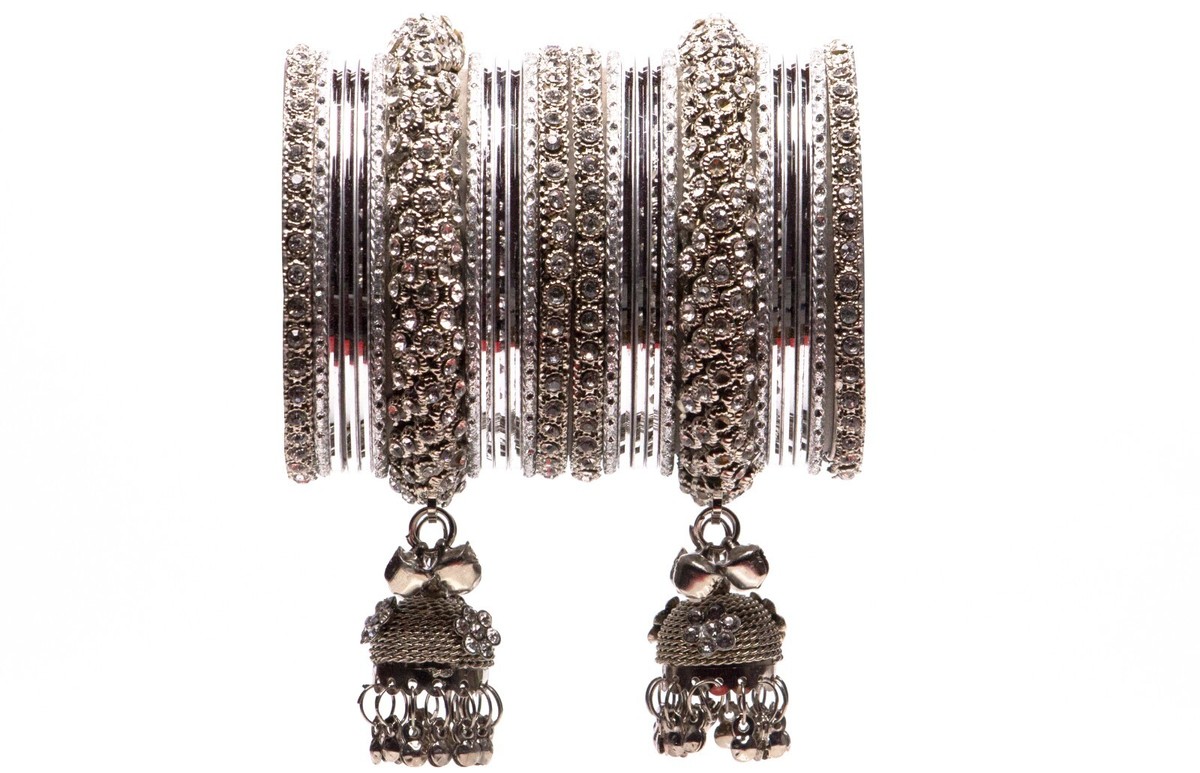 アクセサリー silver tone ethnic bangle Indian jewelry Traditional Silver Tone Indian Bangles - Ethnic Handcrafted All