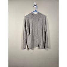 Cashmere Sweater Mock Neck Long Sleeve Pullover Soft Knit Gray