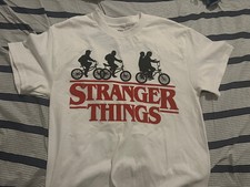 Netflix Stranger Things Cropped white T-shirt SIZE small womens or big kids.