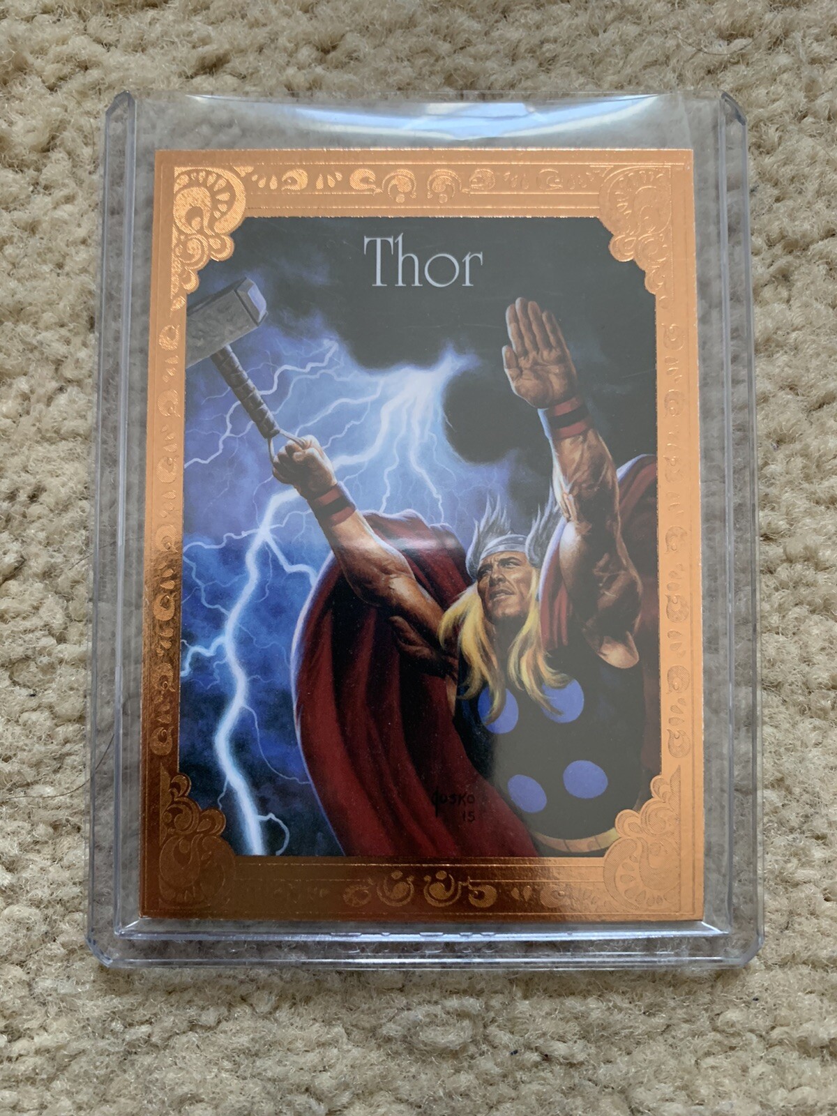 2016 Marvel Masterpieces THOR (19/99) GOLD BRONZE CANVAS GALLERY CARD, #95 Jusko