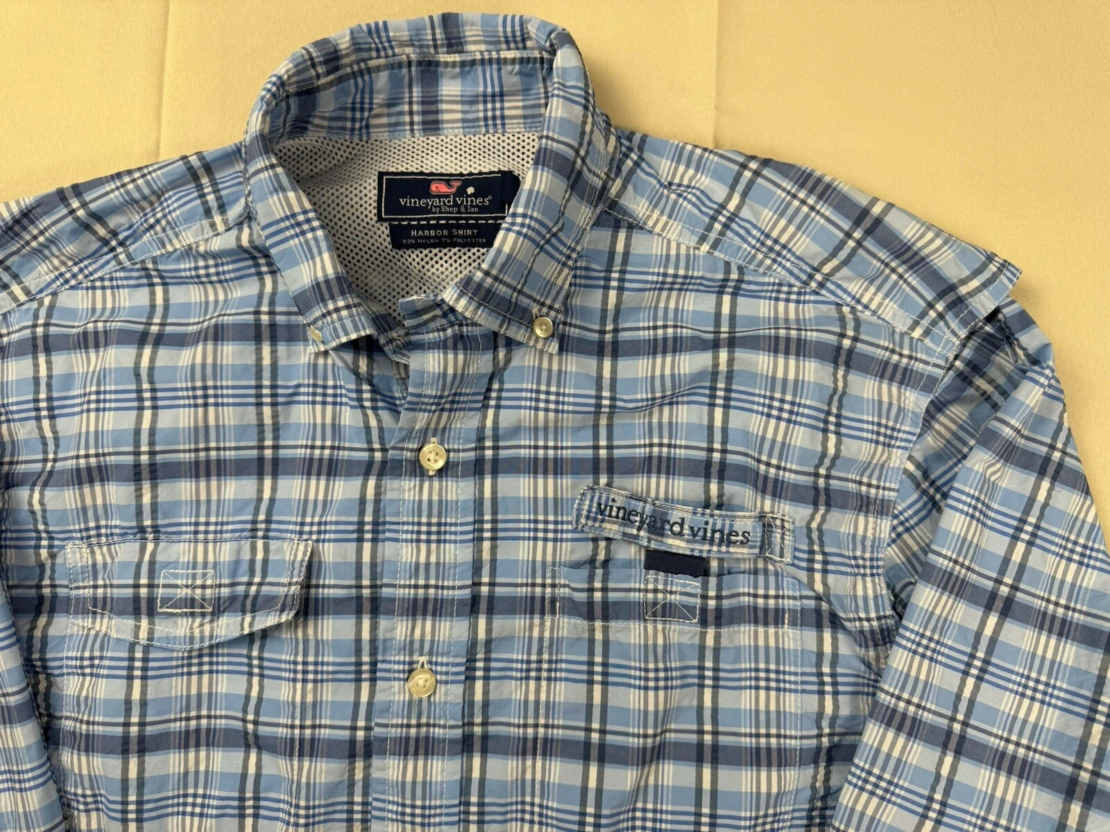 Vineyard Vines Shirt Mens Sm Blue Plaid Harbor Shirt Vented Fishing Button Up