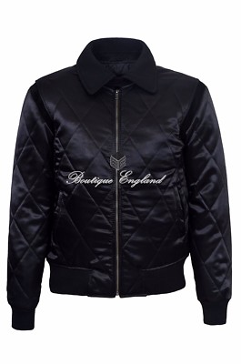 'DRIVE' Silver SCORPION Herren Schwarz Stepp Satin Jacke RYAN GOSLING Folie 4011