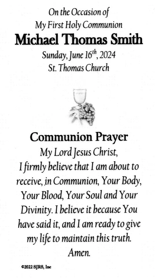 On the Occasion of..(boy) - Personalized Laminated Prayer Cards - Pack of 35 - Image 2 of 3