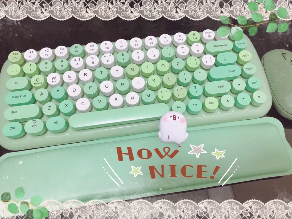 Retro Mini Bluetooth Wireless Keyboard Cute Round Key For PC Pad Smartphone Mice - Image 3 of 4