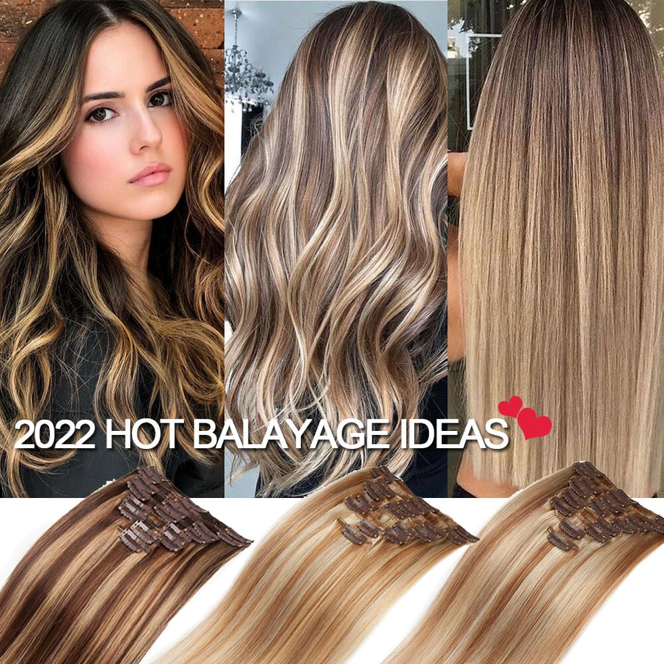 CLEARANCE 100% Human Hair Extensions Clip In Remy Hair 8 Pieces Real FuLL Head - Image 2 of 4