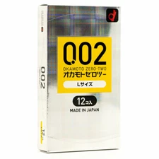 Okamoto 002 L-Size Condoms * Large XL Condoms * Ultra Thin Japan Condoms Box 12