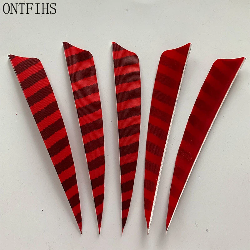 50PCS 5inch Striped Red Shield Vanes Fletches Feathers Fletching RW LW - Image 3 of 4
