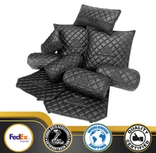 BLACK WITH BLACK DIAMOND JDM VIP CAR INTERIOR Seat Back and Neck PILLOWS SET