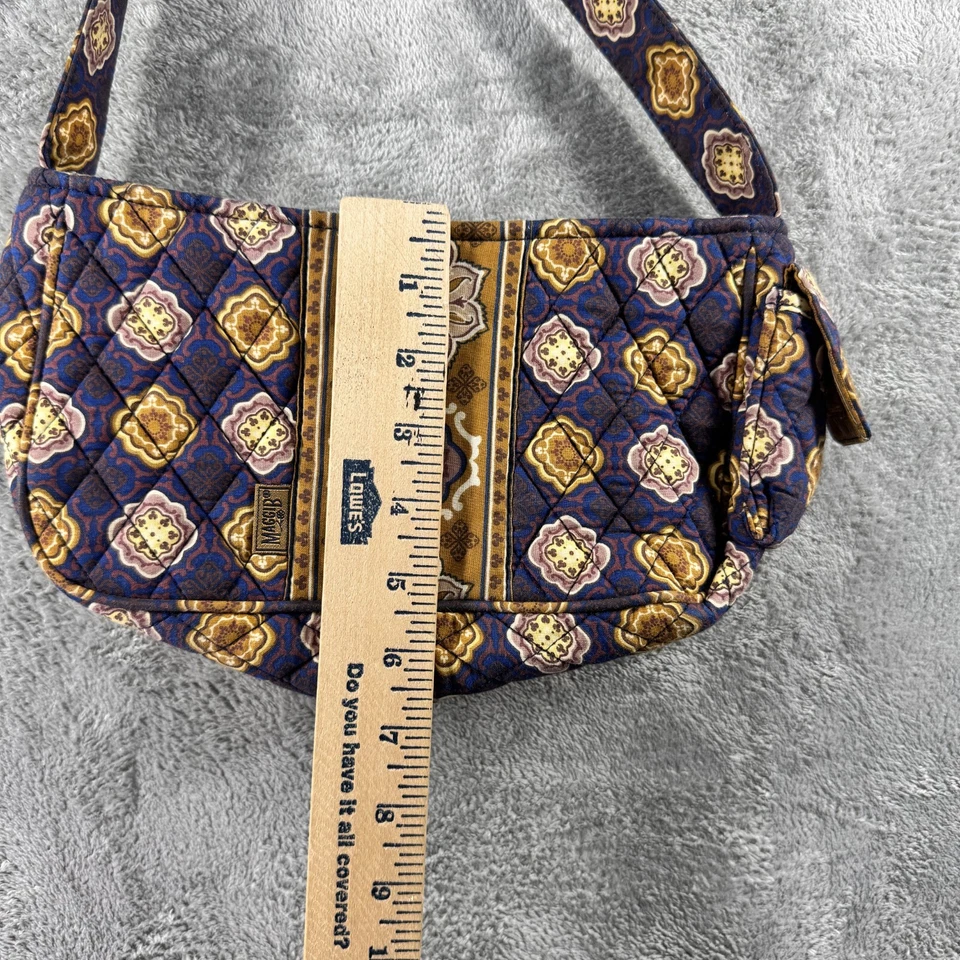 Maggi B 钱包棕色海军蓝女式手提包绗缝 5"X12" — 第 3/4 张图片