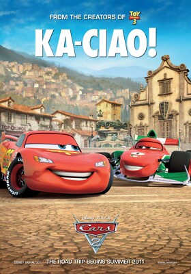 2011 Disney Pixar Cars 2 Movie Poster 11X17 Lightning McQueen Tow Mater Finn  