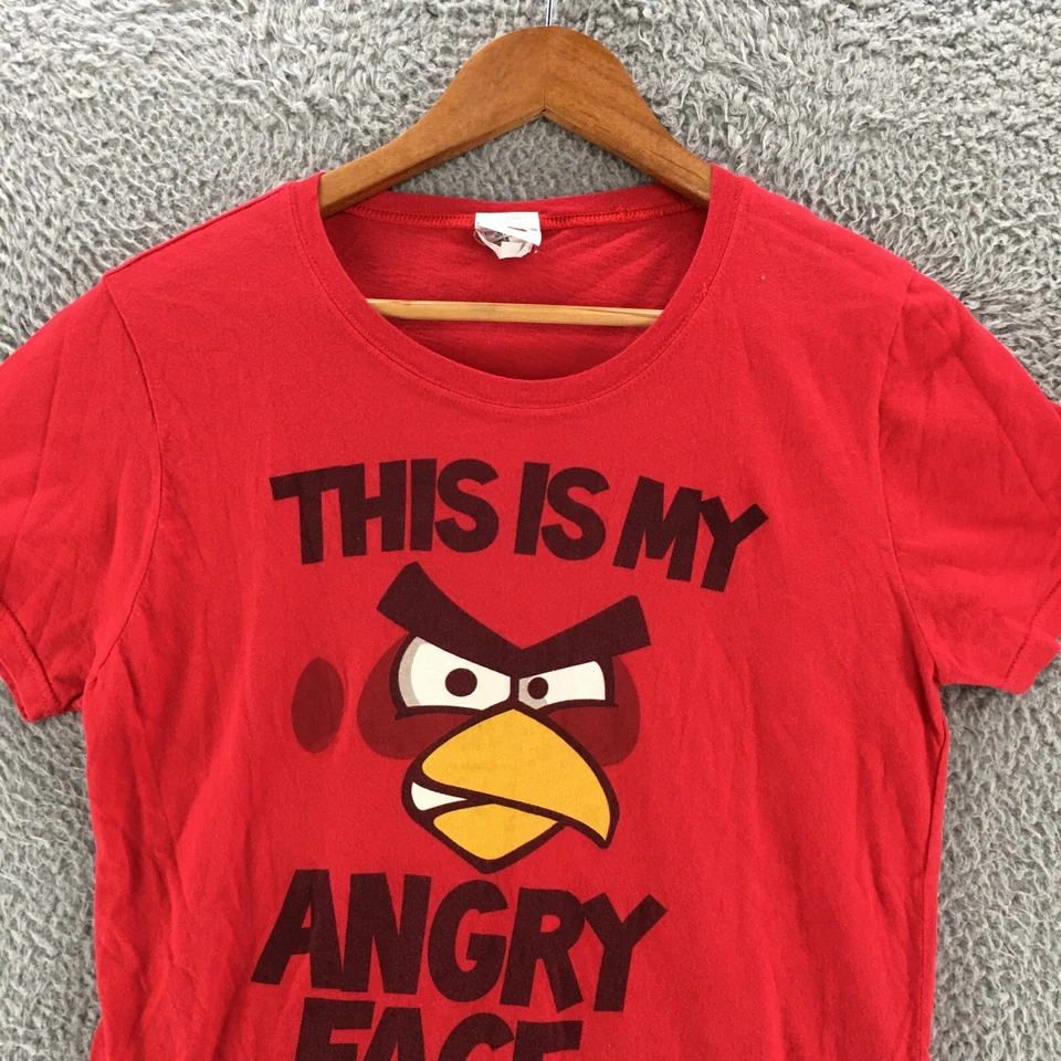Angry Birds Graphic Print T-Shirt Womens XL Red Short Sleeve Crewneck Cotton - Image 2 of 4