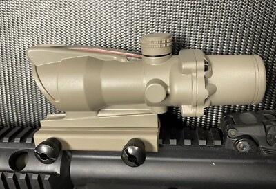 4X32 Rifle Scope Fiber Optic Sight Reticle Red Chevron Hunting Shooting FDE