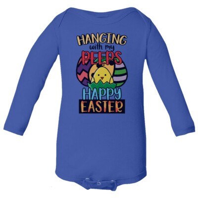 Hanging With My Peeps Happy Easter Baby Long Sleeve Bodysuit