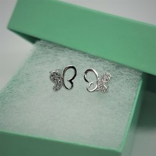 Sterling Silver Two Butterflies Earring with CZ