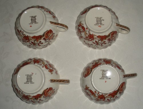 Spode Copeland India Tree Cups & Saucers Set Of 4 Old Mark - Picture 7 of 9
